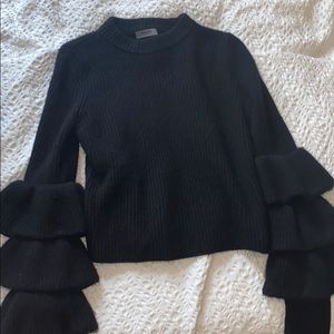 *Cashmere* Tripe Bell Sleeve Sweater